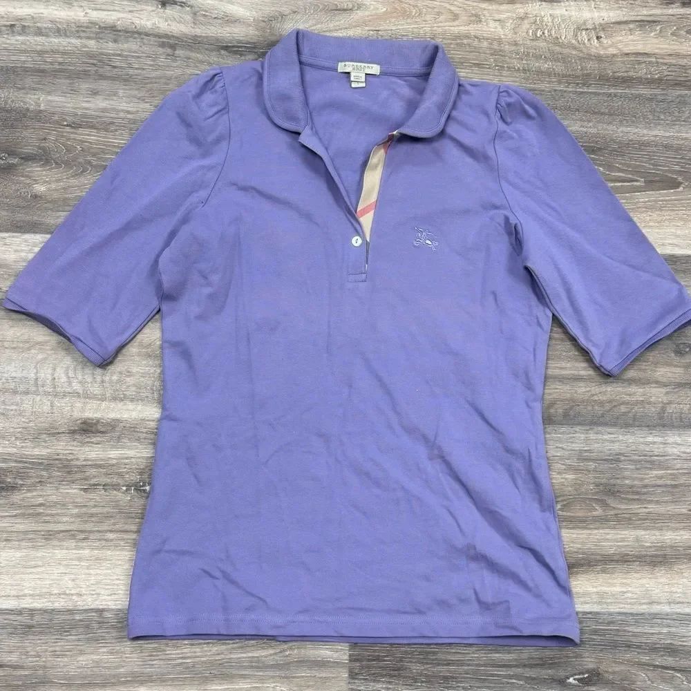 Burberry Brit Lilac Cotton Pique V-Neck Polo Shirt Women’s Large